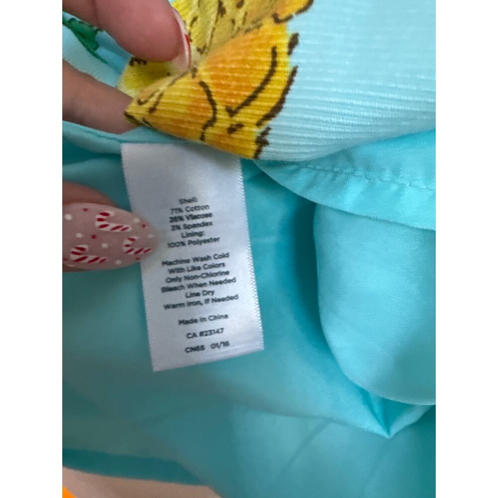 Talbots RSVP Blue Pineapple Print Pleated Lined Skirt 8 Tropical Beach Cruise - Picture 3 of 4